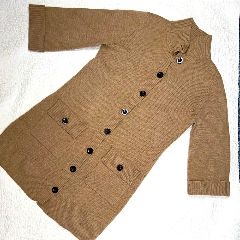 Lauren Jeans Company Women's Brown 100% Lambswool Large Button Front Cardigan; L